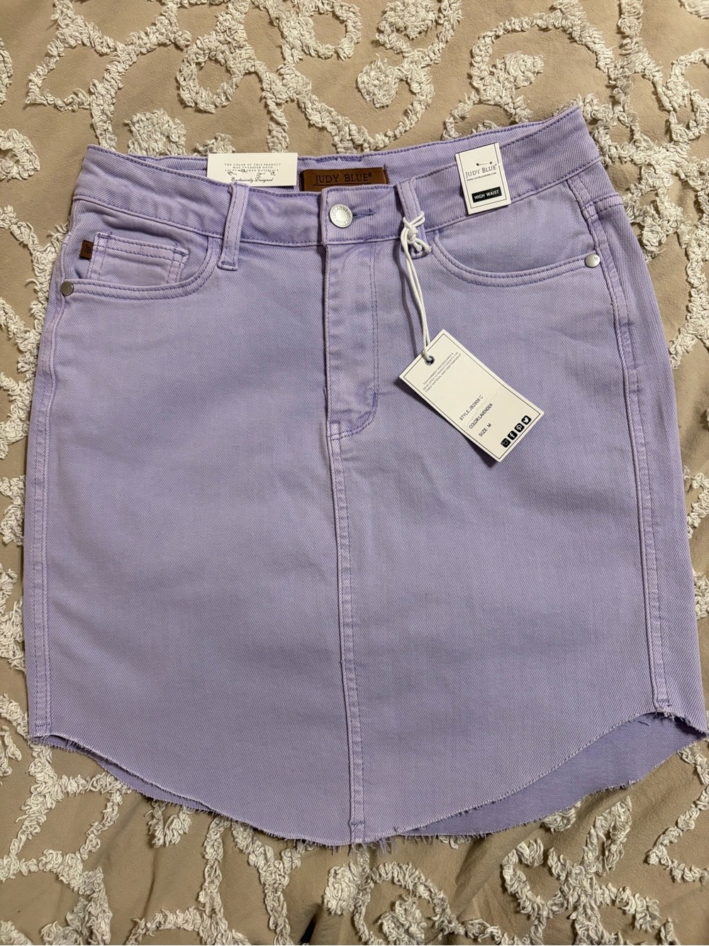 NWT Judy Blue Lavender Denim Mini Skirt High Waisted Size Medium